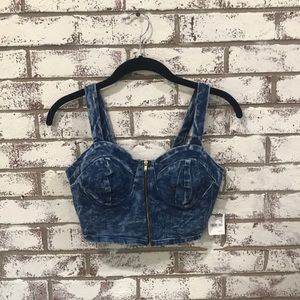 Demin Zip up Crop top